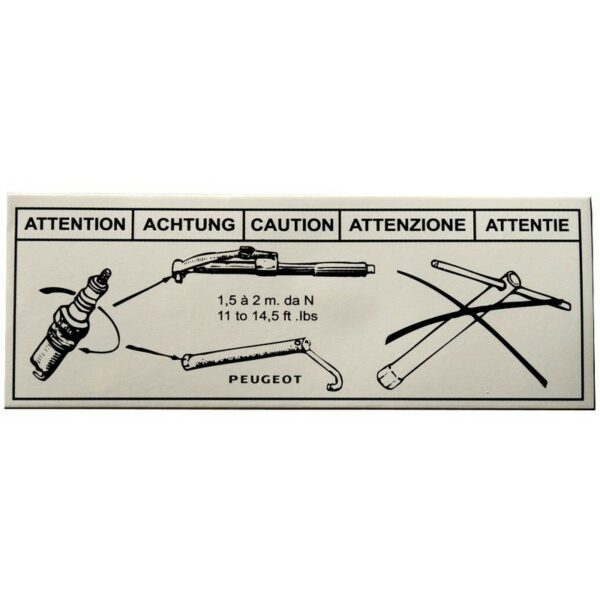 AUTOCOLLANT STICKER MOTEUR CLEF À BOUGIES PEUGEOT 309 205 GTI CTI RALLYE 104-204-205-304-305-504-604