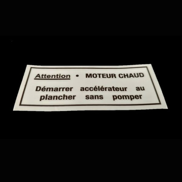 AUTOCOLLANT STICKER PARE BRISE MOTEUR CHAUD PEUGEOT 104 SAMBA 309 205 GTI CTI RALLYE