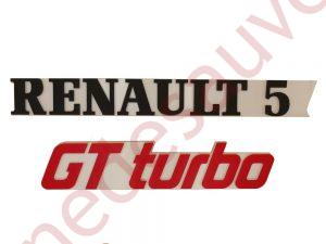 KIT 2 LOGOS ” RENAULT 5 GT TURBO ” NOIR-BLANC-ROUGE