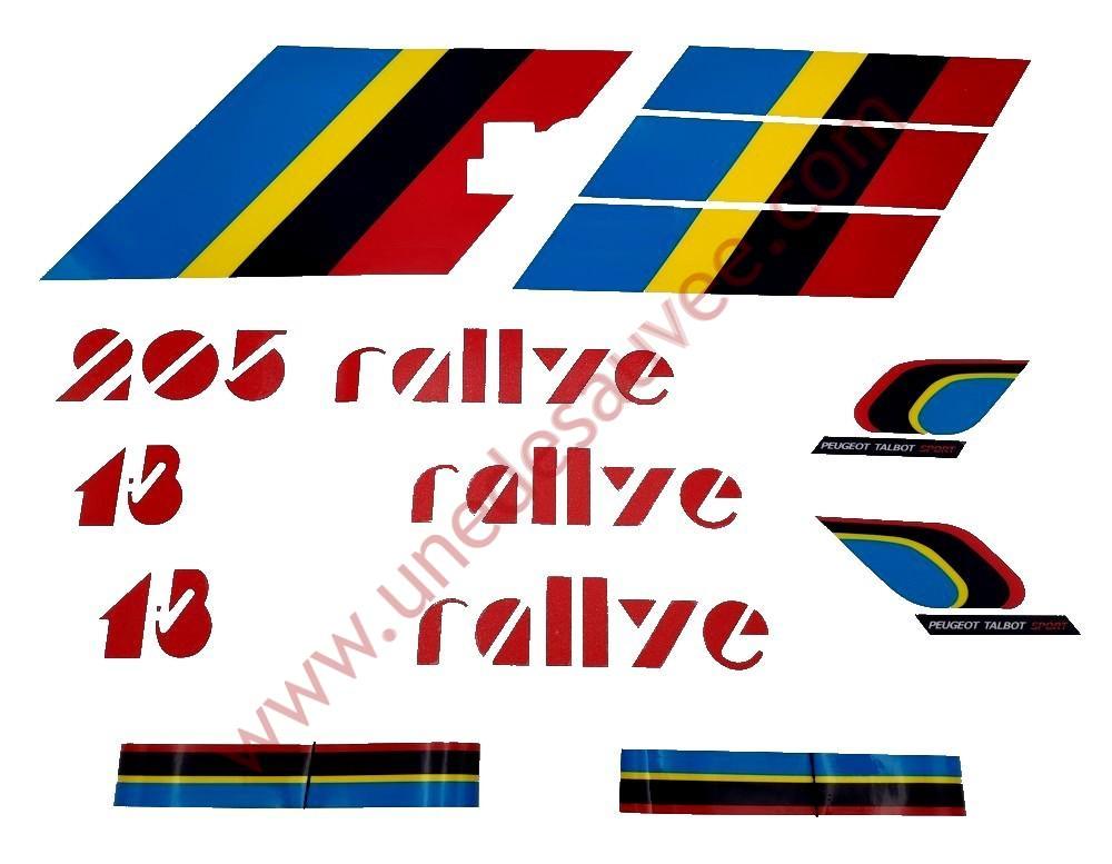 AUTOCOLLANTS STICKERS BANDES KIT COMPLET PTS LOGOS PEUGEOT 205 RALLYE 1.3