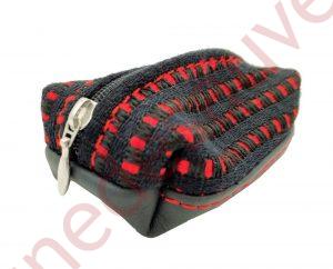 PORTE MONNAIE PEUGEOT 205 GTI CTI 1.6 1.9 TISSU QUARTET ROUGE ET CUIR NOIR