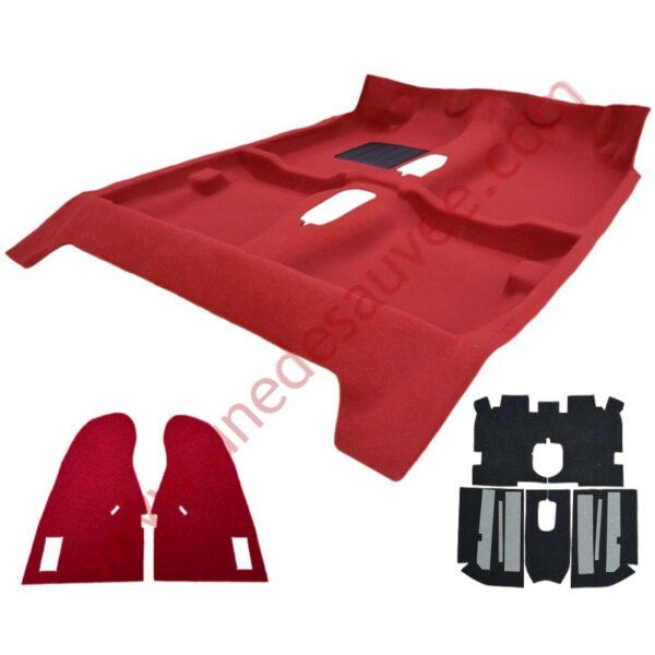 MOQUETTE TAPIS DE SOL ROUGE AVEC REVÊTEMENT DE CONSOLE CENTRALE ET ISOLANT EN FEUTRE POUR PEUGEOT 205 GTI PHASE 1