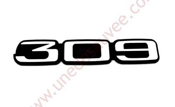 LOGO " 309 " POUR PEUGEOT 309 GTI - GTI16 - MONOGRAMME GRIS ET NOIR