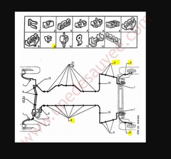 AGRAFE SIMPLE POUR FIXATION DES TUYAUX - CANALISATIONS DE FREIN POUR PEUGEOT 309 205 GTI CTI RALLYE GTI 16