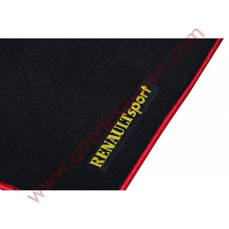 TAPIS REVÊTEMENT MOQUETTE VELOURS NOIR SURJET ROUGE RENAULT CLIO 2