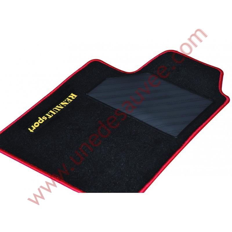 TAPIS REVÊTEMENT MOQUETTE VELOURS NOIR SURJET ROUGE RENAULT CLIO 2