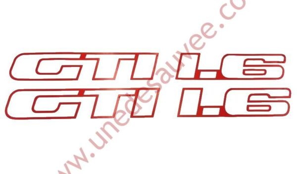 KIT DE 4 AUTOCOLLANTS STICKERS - LOGOS 1.6 ET GTI D'AILES ARRIERES POUR PEUGEOT 205 GTI 1.6