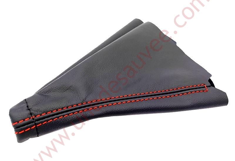 SOUFFLET LEVIER DE VITESSE CUIR NOIR COUTURES ROUGE PEUGEOT 309