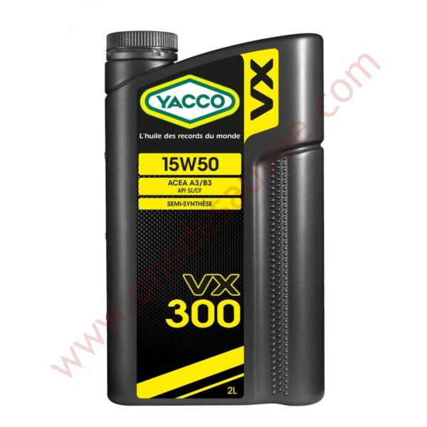 HUILE YACCO VX 300 15W50 POUR YOUNGTIMER PEUGEOT, RENAULT ET CITROËN EN 2 LITRES