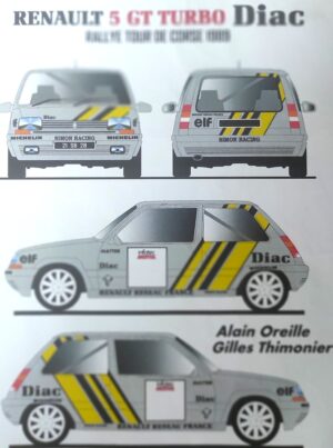 KIT DÉCORATION COMPLET D'AUTOCOLLANTS - STICKERS POUR RENAULT SUPER 5 GT TURBO DIAC
