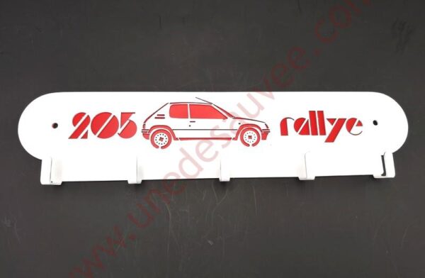 SUPPORT POUR CLES ET OUTILS DE GARAGE EN ACIER DECOPE LASER DE MARQUE PEUGEOT 205 1.3 RALLYE