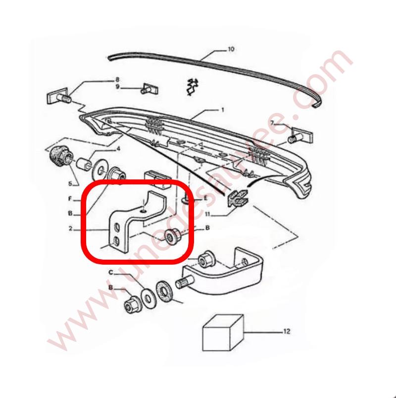 SUPPORT VIS BUTEE PATTE PARE-CHOCS AVANT PEUGEOT 205 GTI CTI RALLYE KIT  COMPLET - Une de Sauvée