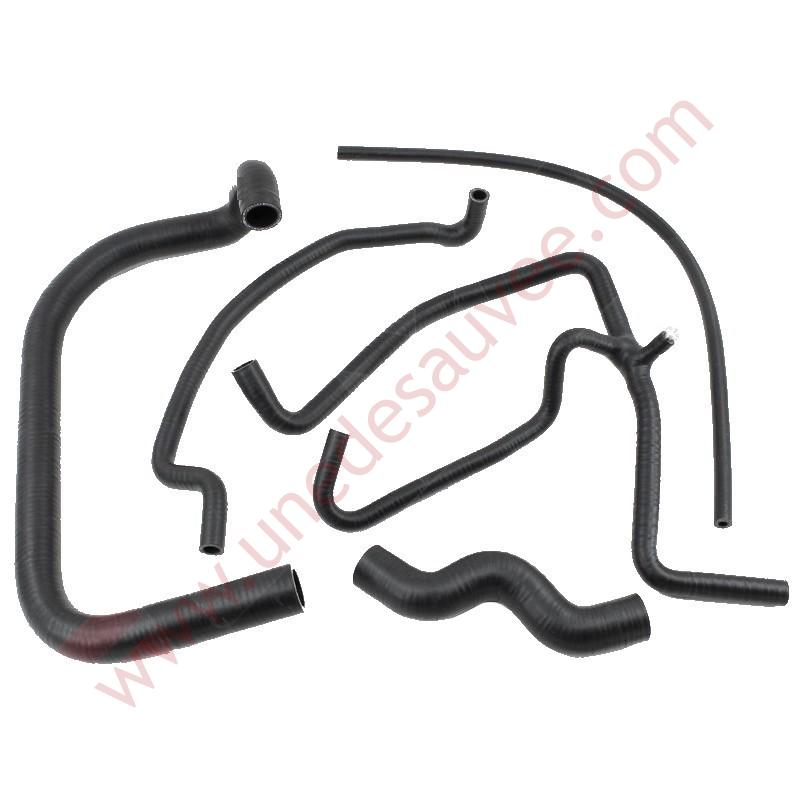 KIT DE 5 DURITES D'EAU NOIR MAT POUR MOTEUR TU EN SILICONE DE PEUGEOT 205 ROLAND GARROS JUNIOR XS ET AUTRE 205 MOTEUR TU