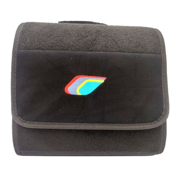 SAC VOYAGE DE COFFRE EN TISSU COTELE NOIR + FLAMME PTS BRODEE AVEC SCRATCH TISSE RENFORCE POUR PEUGEOT 205 1.3 RALLYE