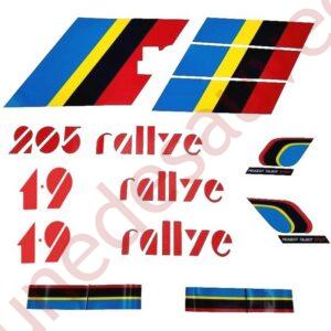 AUTOCOLLANTS STICKERS BANDES PTS LOGOS PEUGEOT 205 RALLYE 1.9 KIT COMPLET