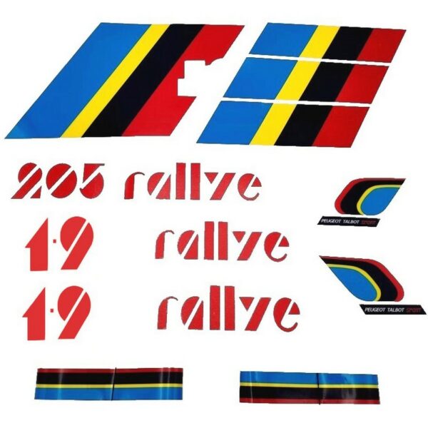 KIT DÉCORATION COMPLET D'AUTOCOLLANTS - STICKERS PTS PEUGEOT 205 RALLYE 1.9