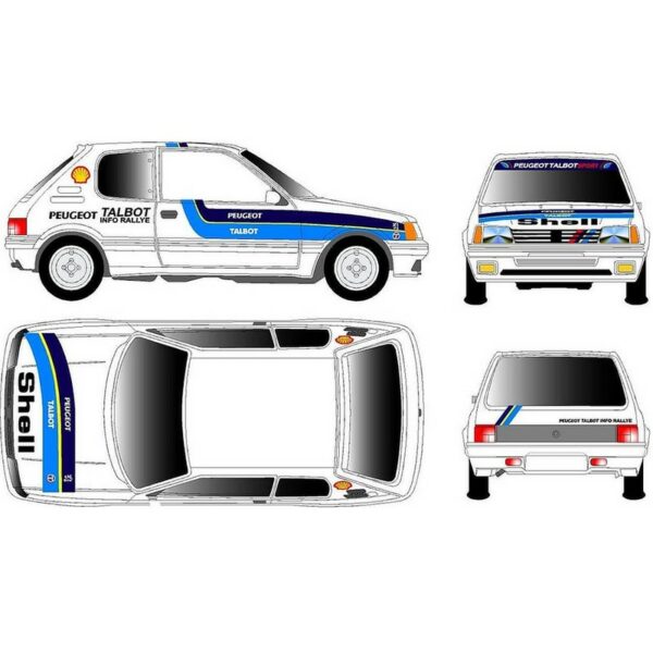 KIT DÉCORATION COMPLET D'AUTOCOLLANTS - STICKERS POUR PEUGEOT 205 TALBOT INFO RALLYE