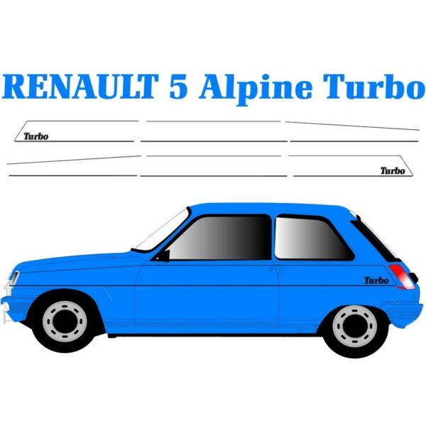 KIT DÉCORATION COMPLET D'AUTOCOLLANTS - STICKERS POUR RENAULT 5 ALPINE TURBO