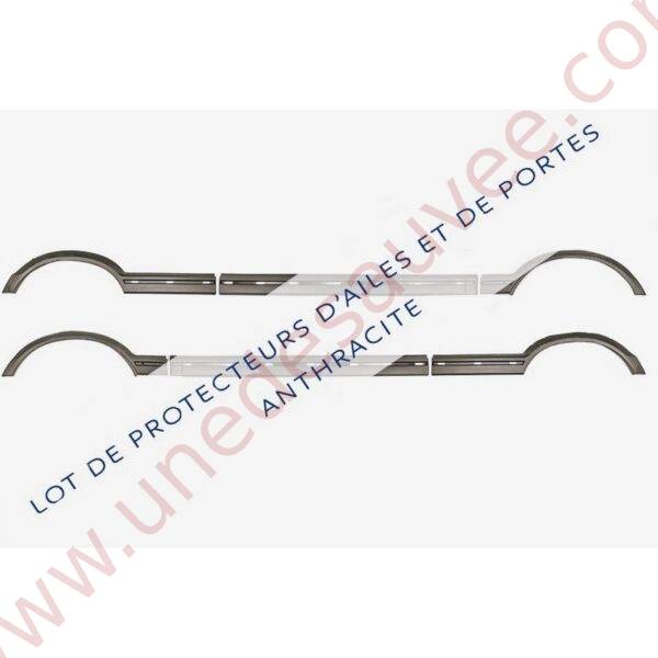 KIT DE 6 EXTENSIONS D' AILES ET DE PORTES - PROTECTEURS GRIS POUR PEUGEOT 205 GTI CTI