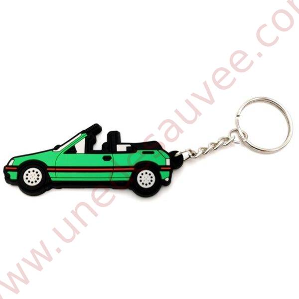 PORTE-CLÉS PEUGEOT 205 CTI CABRIOLET VERT GRIFFE FLUORITE