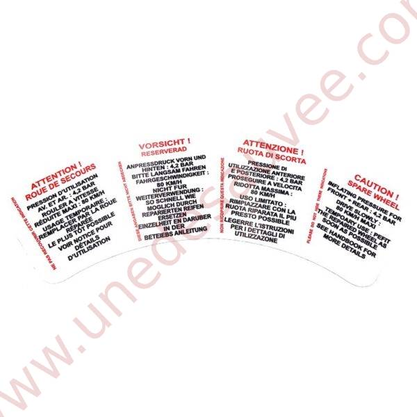 AUTOCOLLANT STICKER POUR ROUE DE SECOURS DE PEUGEOT 309 205 GTI CTI RALLYE GTI 16