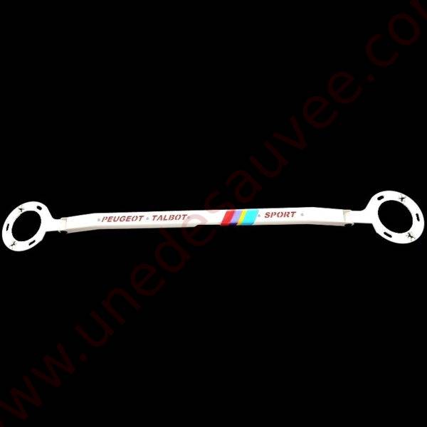 BARRE ANTI RAPPROCHEMENT MOTEUR BLANCHE " PEUGEOT TALBOT SPORT " POUR PEUGEOT 205 GTI CTI
