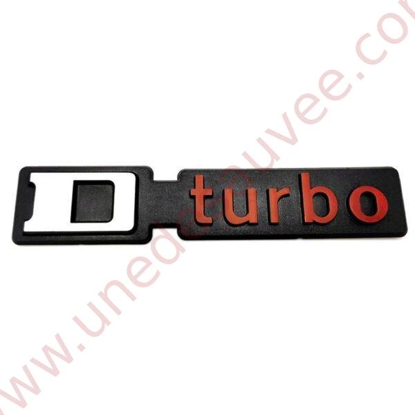 LOGO " D TURBO " POUR PEUGEOT 309 - 205 TURBO DIESEL MONOGRAMME ROUGE - NOIR - GRIS