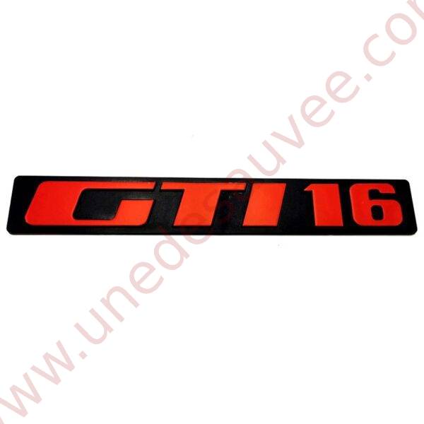 LOGO " GTI 16 " POUR PEUGEOT 309 GTI - GTI16 - MONOGRAMME ROUGE ET NOIR