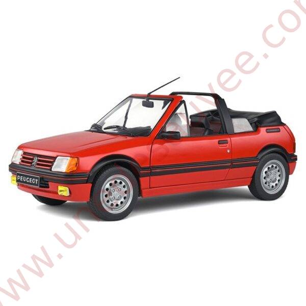 PEUGEOT 205 CTI 1.6 ROUGE VALLELUNGA CABRIOLET 1986 1/18 VOITURE MINIATURE SOLIDO