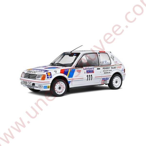 PEUGEOT 205 GTI 1.6 BLANCHE DE RALLYE 1988 1/18 VOITURE MINIATURE SOLIDO