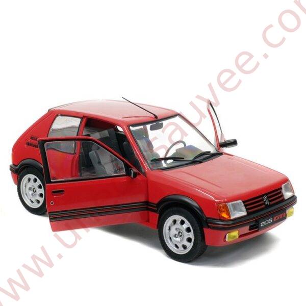 PEUGEOT 205 GTI 1.9 ROUGE VALLELUNGA 1988 1/18 VOITURE MINIATURE SOLIDO