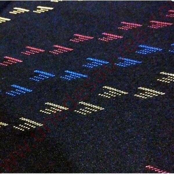 TISSU CENTRAL DE COULEUR NOIR ET MULTICOLORE POUR PEUGEOT 106 RALLYE PHASE 2 AU MÈTRE
