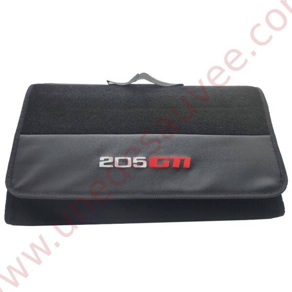 GRAND SAC DE VOYAGE POUR COFFRE EN TISSU ET SIMILI CUIR BRODE " 205 GTI " AVEC SCRATCH POUR PEUGEOT 205 GTI
