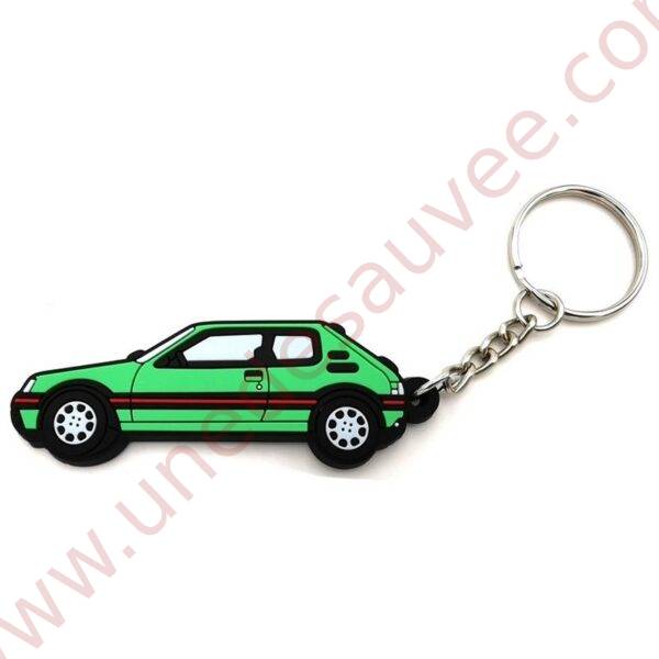 PORTE-CLÉS PEUGEOT 205 GTI VERT GRIFFE FLUORITE 