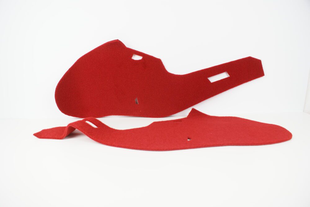KIT DE 2 MOQUETTES ROUGE CONSOLE CENTRALE PEUGEOT 205 GTI CTI PHASE 2