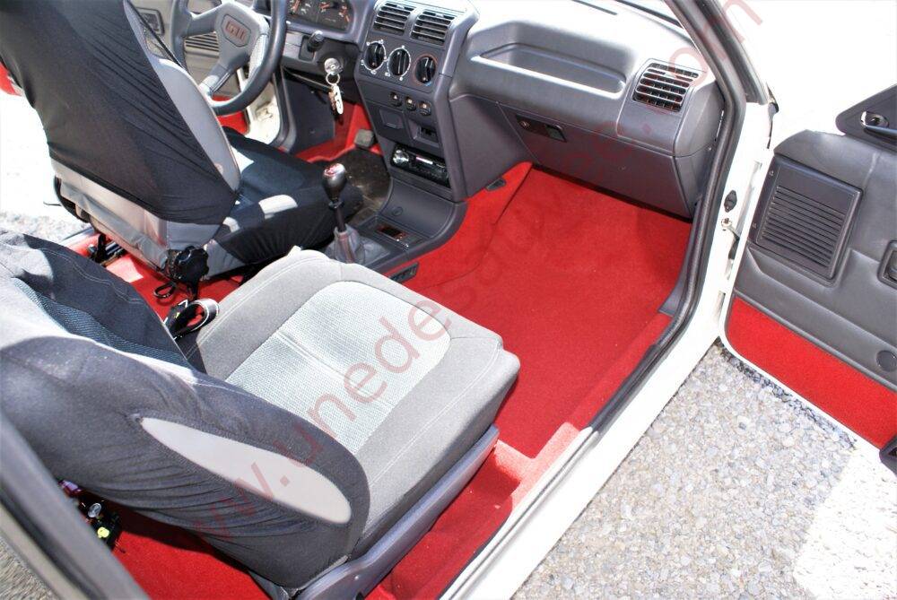 MOQUETTE ROUGE TAPIS DE SOL AVEC KIT COMPLET ISOLANT FEUTRE POUR PEUGEOT 205 GTI