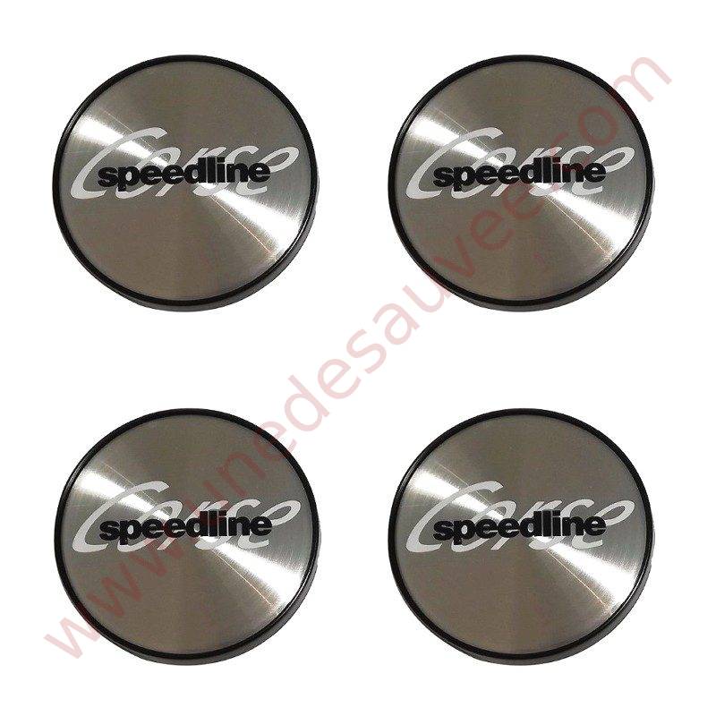 KIT DE 4 CENTRES DE ROUE ACIER POLI - CABOCHON DE JANTES SPEEDLINE SLP434 POUR PEUGEOT 106 205 306 309 GTI CTI GTI 16 RALLYE