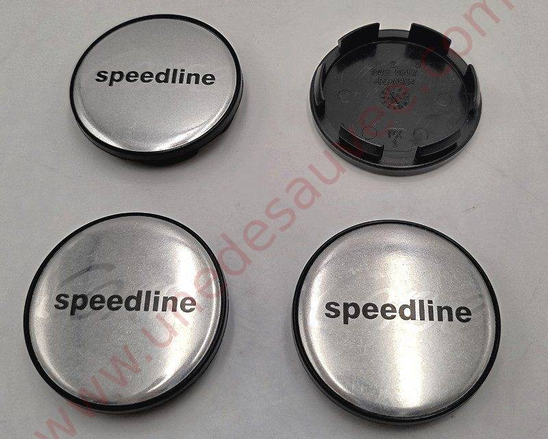 KIT DE 4 CENTRES DE ROUE ARGENT PAILLETE - CABOCHON DE JANTES SPEEDLINE SLP434 POUR PEUGEOT 106 205 306 309 GTI CTI GTI 16 RALLYE