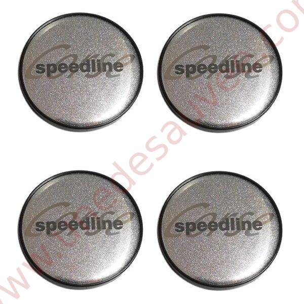 KIT DE 4 CENTRES DE ROUE ARGENT PAILLETE - CABOCHON DE JANTES SPEEDLINE SLP434 POUR PEUGEOT 106 205 306 309 GTI CTI GTI 16 RALLYE