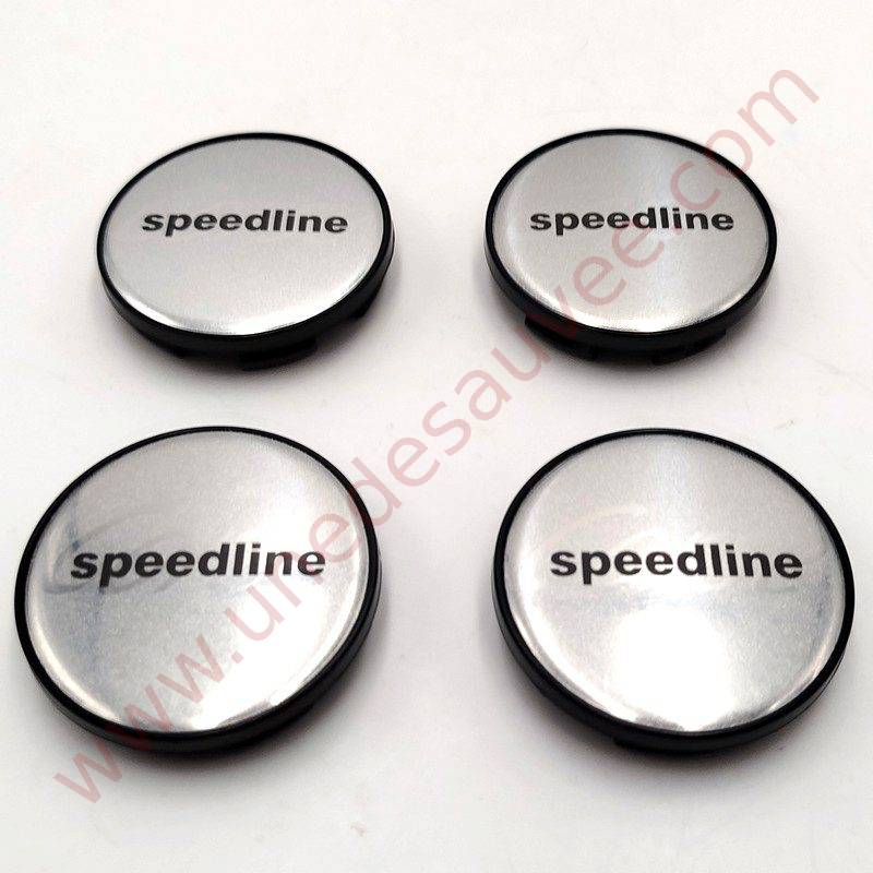 KIT DE 4 CENTRES DE ROUE ARGENT PAILLETE - CABOCHON DE JANTES SPEEDLINE SLP434 POUR PEUGEOT 106 205 306 309 GTI CTI GTI 16 RALLYE