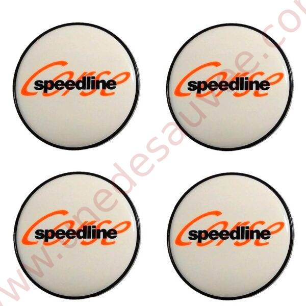 KIT DE 4 CENTRES DE ROUE BLANC ET NOIR - CABOCHON DE JANTES SPEEDLINE SLP434 POUR PEUGEOT 106 205 306 309 GTI CTI GTI 16 RALLYE