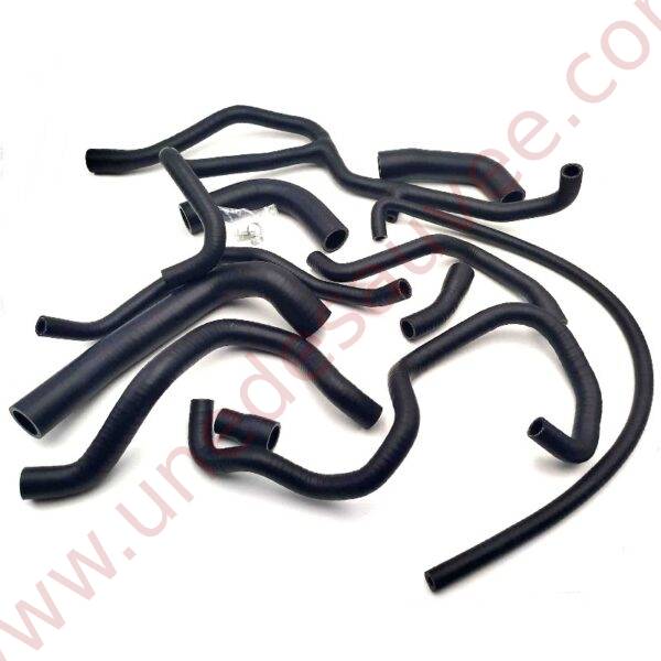 KIT DE 11 DURITES D'EAU EN SILICONE POUR PEUGEOT 205 DIESEL DE COULEUR NOIR MAT