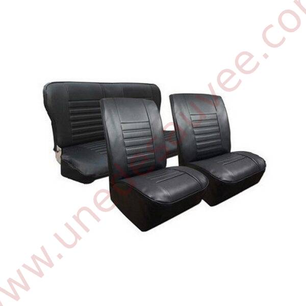 GARNITURES DE SIÈGES EN SKAÏ NOIR POUR RENAULT 4 HABILLAGE - COIFFE - SELLERIE COMPLÈTE