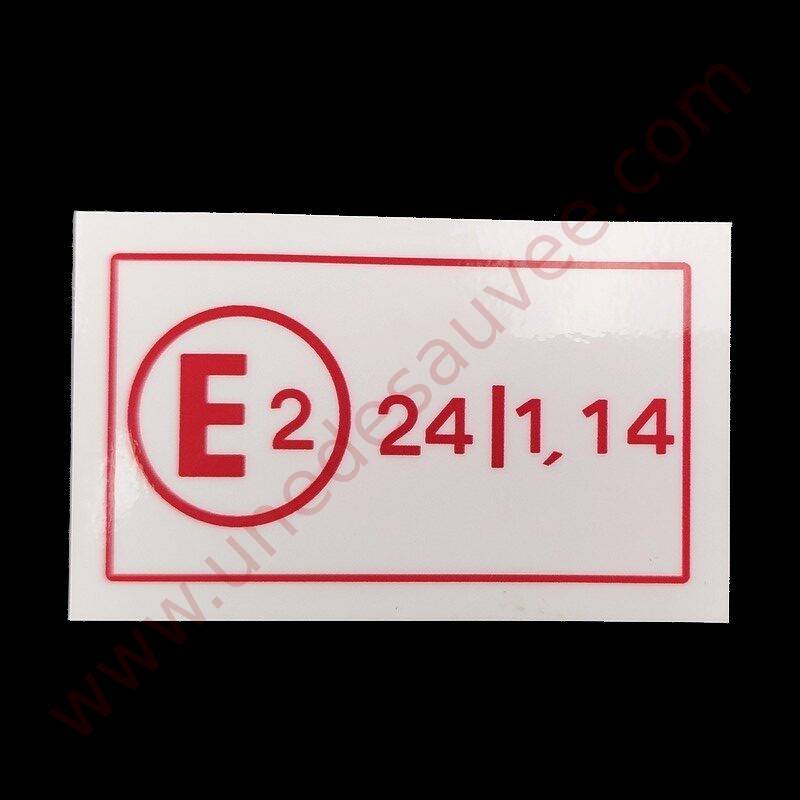 AUTOCOLLANT DE CONFORMITE " E2 " STICKER POUR PEUGEOT 309 205 GTI CTI RALLYE ROLAND GARROS CJ