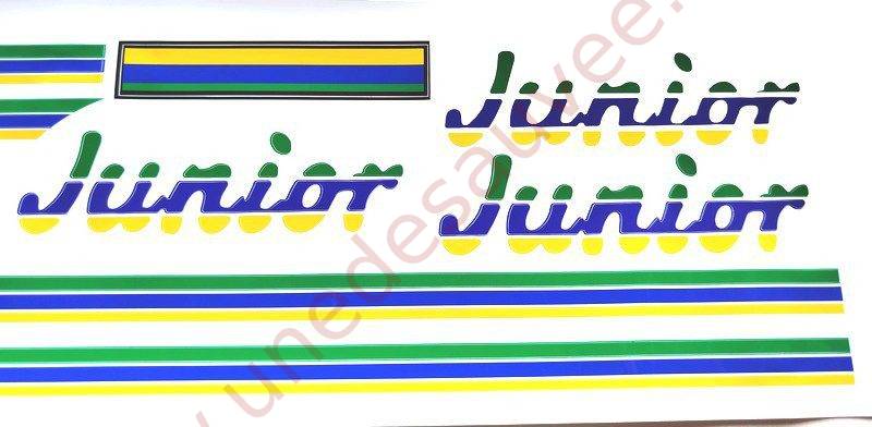 KIT DÉCORATION COMPLET JAUNE, BLEU ET VERT D'AUTOCOLLANTS - STICKERS PEUGEOT 205 JUNIOR 3 PORTES ET 5 PORTES