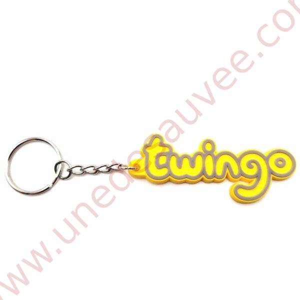 PORTE-CLEFS RENAULT TWINGO DE COULEUR JAUNE INDIEN LOGO DE COFFRE