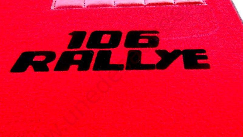 TAPIS DE SOL - REVĂTEMENT POUR MOQUETTE EN VELOURS AVEC TALONNETTE ET COUTURES SIMILI CUIR DE PEUGEOT 106 1.3 RALLYE