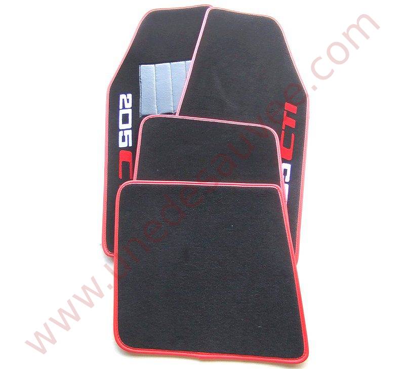 TAPIS DE SOL - REVĂTEMENT POUR MOQUETTE EN VELOURS AVEC TALONNETTE ET COUTURES SIMILI CUIR DE PEUGEOT 205 1.6 ET 1.9 CTI CABRIOLET