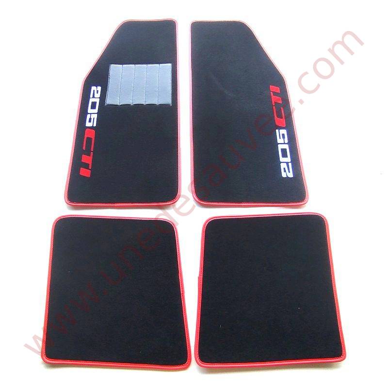 TAPIS DE SOL - REVĂTEMENT POUR MOQUETTE EN VELOURS AVEC TALONNETTE ET COUTURES SIMILI CUIR DE PEUGEOT 205 1.6 ET 1.9 CTI CABRIOLET