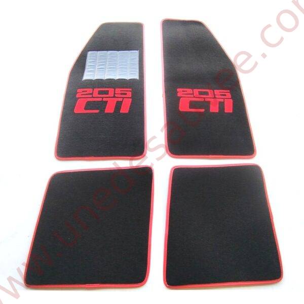 TAPIS DE SOL - REVÊTEMENT POUR MOQUETTE EN VELOURS AVEC TALONNETTE ET COUTURES SIMILI CUIR DE PEUGEOT 205 1.6 ET 1.9 CTI CABRIOLET